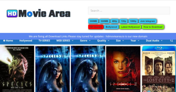 Hdmoviearea 2021 – Website to download illegal HD movies